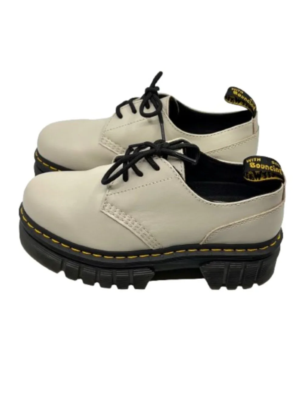 DR MARTENS~Audrick Napa Leather Platform Oxford Derby Shoes Sz 8 LIKE NEW Taupe